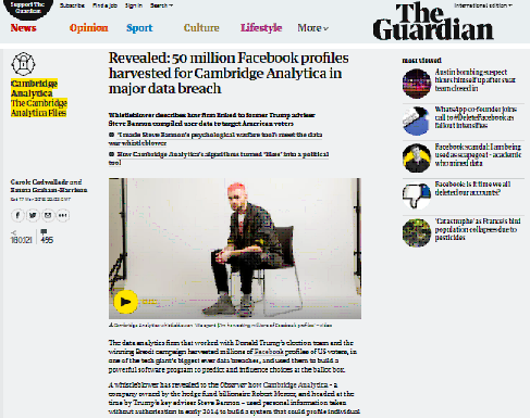 Revelado: 50 millones de perfiles de Facebook extraídos por Cambridge Analytica en violación de datos importantes