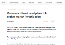 El jefe antimonopolio alemán planea una tercera investigación de mercado digital