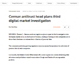 El jefe antimonopolio alemán planea una tercera investigación de mercado digital