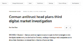 El jefe antimonopolio alemán planea una tercera investigación de mercado digital