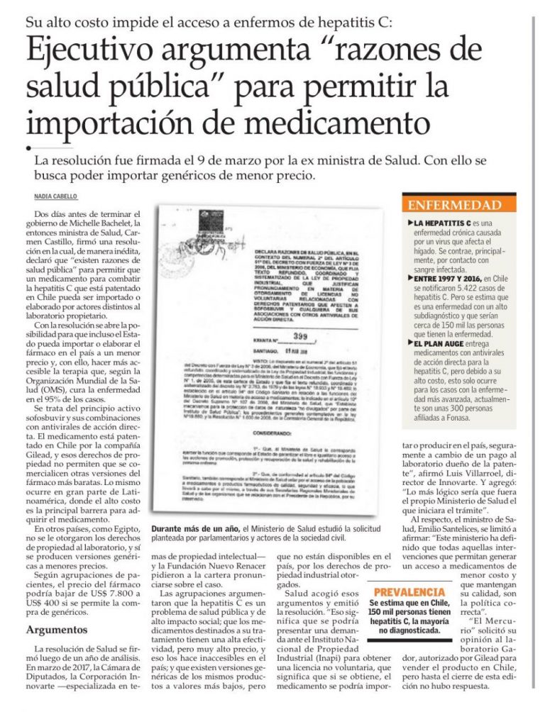 Ejecutivo argumenta “razones de salud pública” para permitir la importación de medicamento