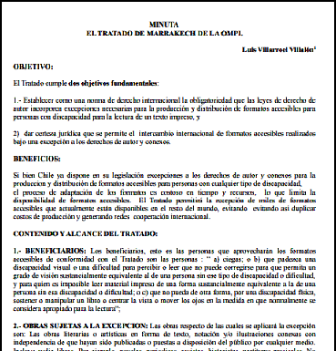 Minuta de presentación sobre el Tratado de Marrakech