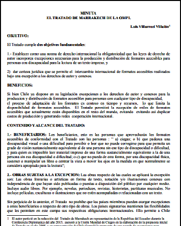 Minuta de presentación sobre el Tratado de Marrakech