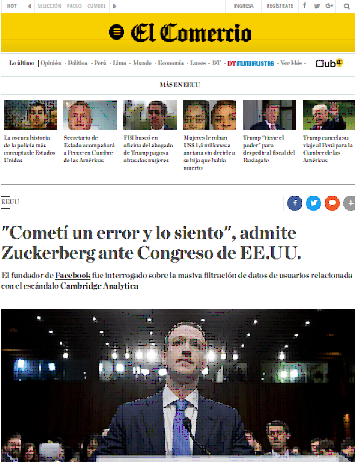 “Cometí un error y lo siento”, admite Zuckerberg ante Congreso de EE.UU.