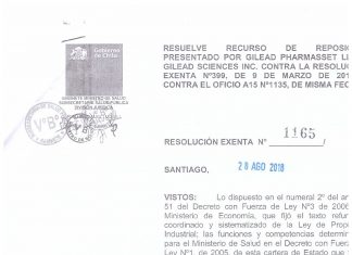 Ministro de Salud Emilio Santelices rechaza recurso de Farmacéutica Gilead y autoriza uso licencia obligatoria para medicamentos para Hepatitis C