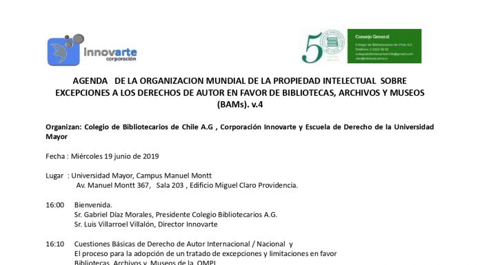 TALLER PROPUESTA TRATADO DE EXCEPCIONES DERECHO DE AUTOR DE LA OMPI BIBLIOTECAS, ARCHIVOS Y MUSEOS