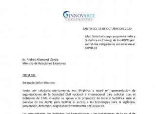 CARTA SOCIEDAD CIVIL APOYO A LA PROPUESTA DE MORATORIA ADPIC PARA MEDICAMENTOS COVID