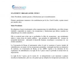 INNOVARTE propone incorporar excepciones y limitaciones para proteger el interés público en futuro tratado de radiodifusores y transmisiones en línea