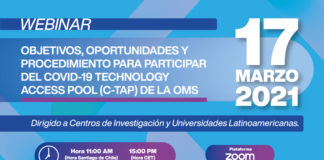 Webinar “Objetivos, oportunidades y procedimiento para participar del Covid-19 Technology Access Pool (C-TAP) de la OMS”