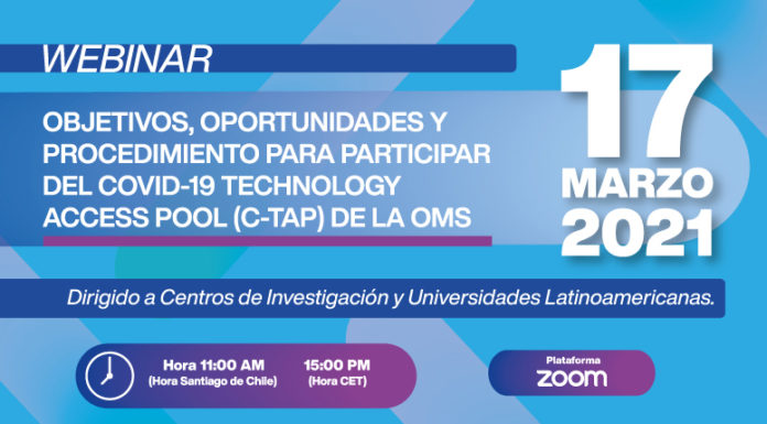 Webinar “Objetivos, oportunidades y procedimiento para participar del Covid-19 Technology Access Pool (C-TAP) de la OMS”