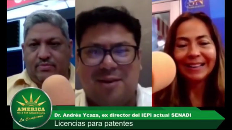 Entrevistas al Dr. Andrés Ycaza Mantilla (ex director del SENADI de Ecuador) sobre las licencias y acceso a las vacunas para el Covid-19