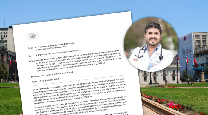 Diputado Tomás Lagomarsino apoya solicitud de Licencia Obligatoria para medicamento Paxlovid.