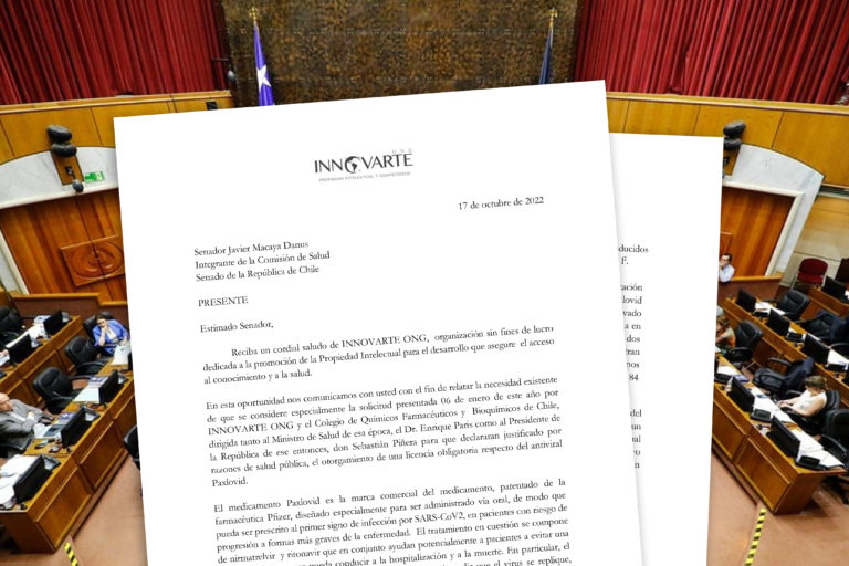 INNOVARTE ONG envía contacta a Diputados y Senadores de Chile solicitando una Licencia Obligatoria para Paxlovid.