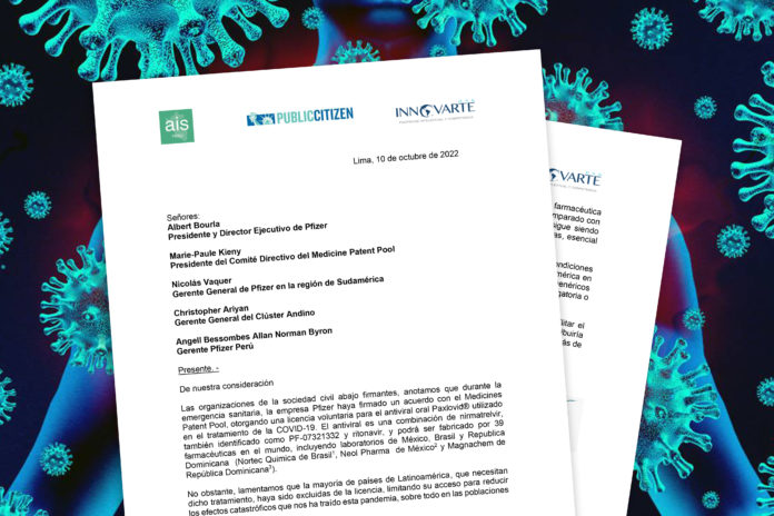 INNOVARTE ONG y AIS Perú piden a Pfizer incluir a países de Latinoamérica en acuerdo firmado con el Medicines Patent Pool.