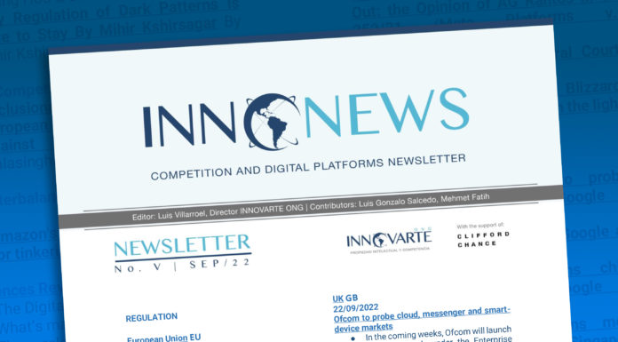 Newsletter Libre Competencia y Plataformas Digitales. INNONEWS V - Newsletter Libre Competencia y Plataformas Digitales.