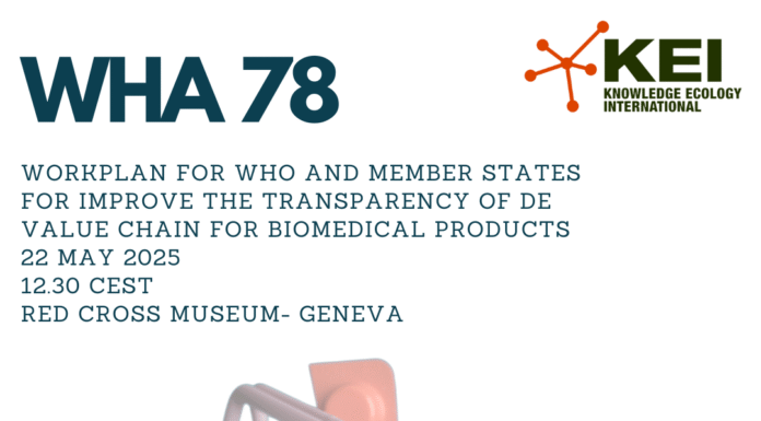 SAVE THE DATE- Plan de Trabajo de la OMS y Estados miembros para mejorar transparencia de la cadena de valor de productos biomédicos
