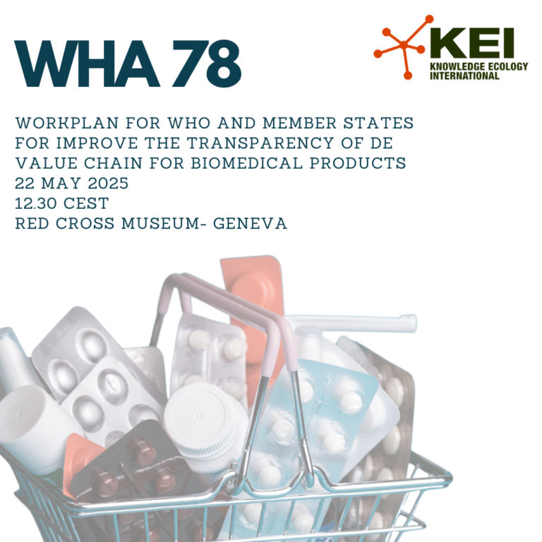 SAVE THE DATE- Plan de Trabajo de la OMS y Estados miembros para mejorar transparencia de la cadena de valor de productos biomédicos