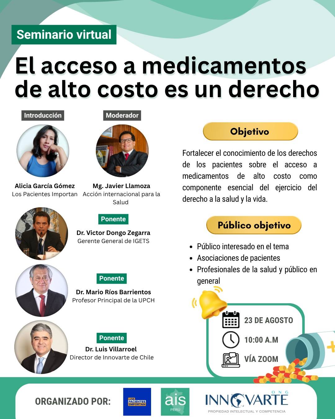 Seminario virtual: El acceso a medicamentos de alto costo es un derecho. 